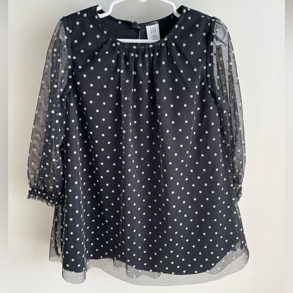 Baby Gap Toddler Girl Flocked Tulle Dress - Black Polka Dot - Size 4 Years - NWT - Picture 2 of 10